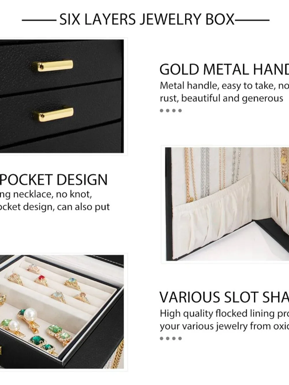 Elegant 6-Tier Leather Jewelry Organizer with Mirror